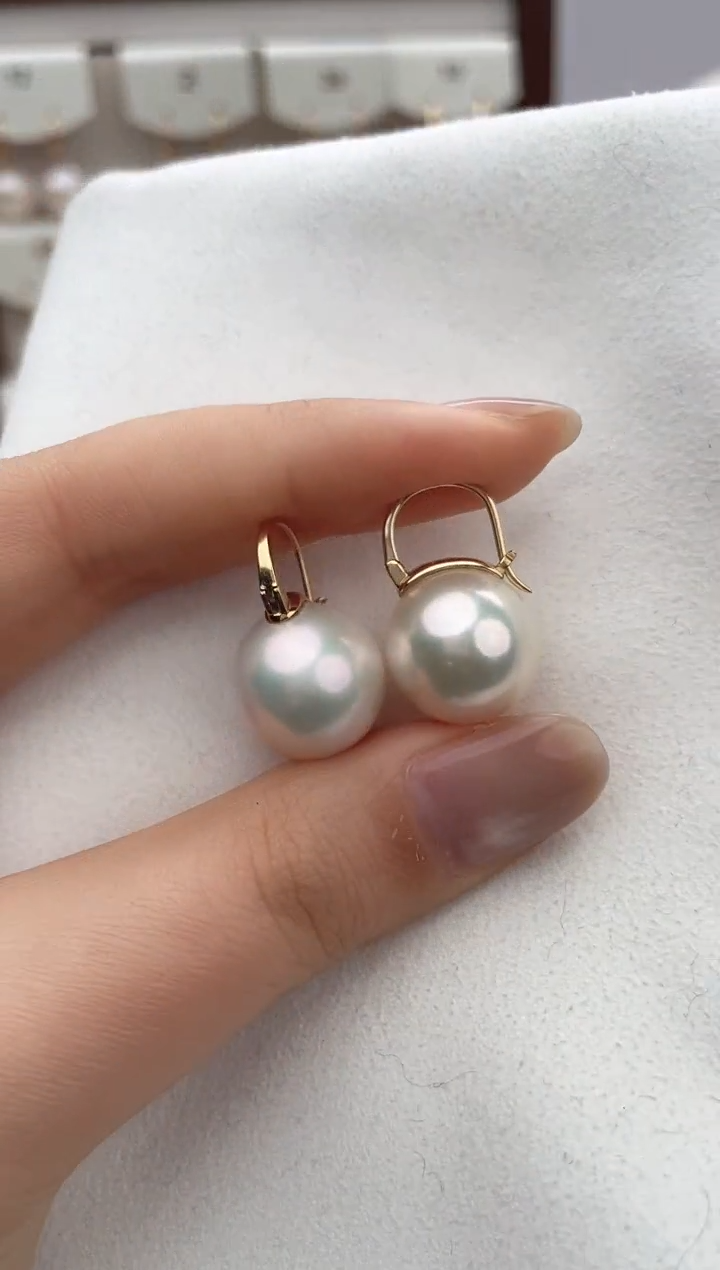 【闪购商品】淡水珍珠耳饰18K金镶嵌1
