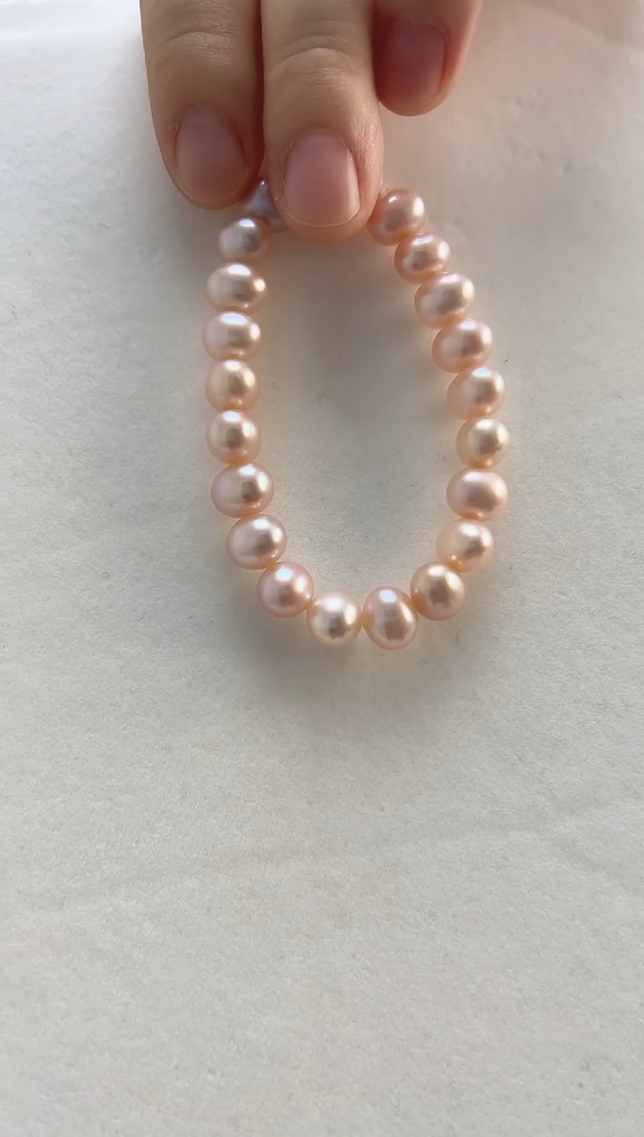 未镶嵌手链淡水珍珠7-8粉色手链