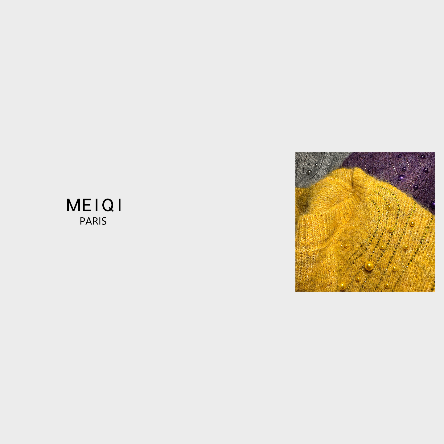 MeiQi 欧洲站重工！法式马海软糯钉珠烫钻宽松针织衫套头毛衣A3945