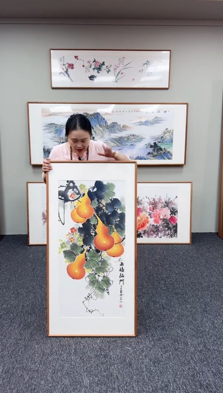 国画五福临门120*60手写手绘随发