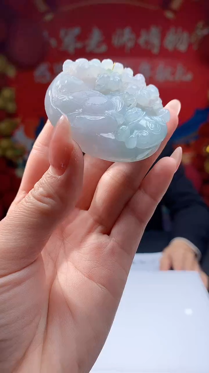 【闪购商品】定制翡翠未镶嵌8050jj-毛货挂件配珠链84