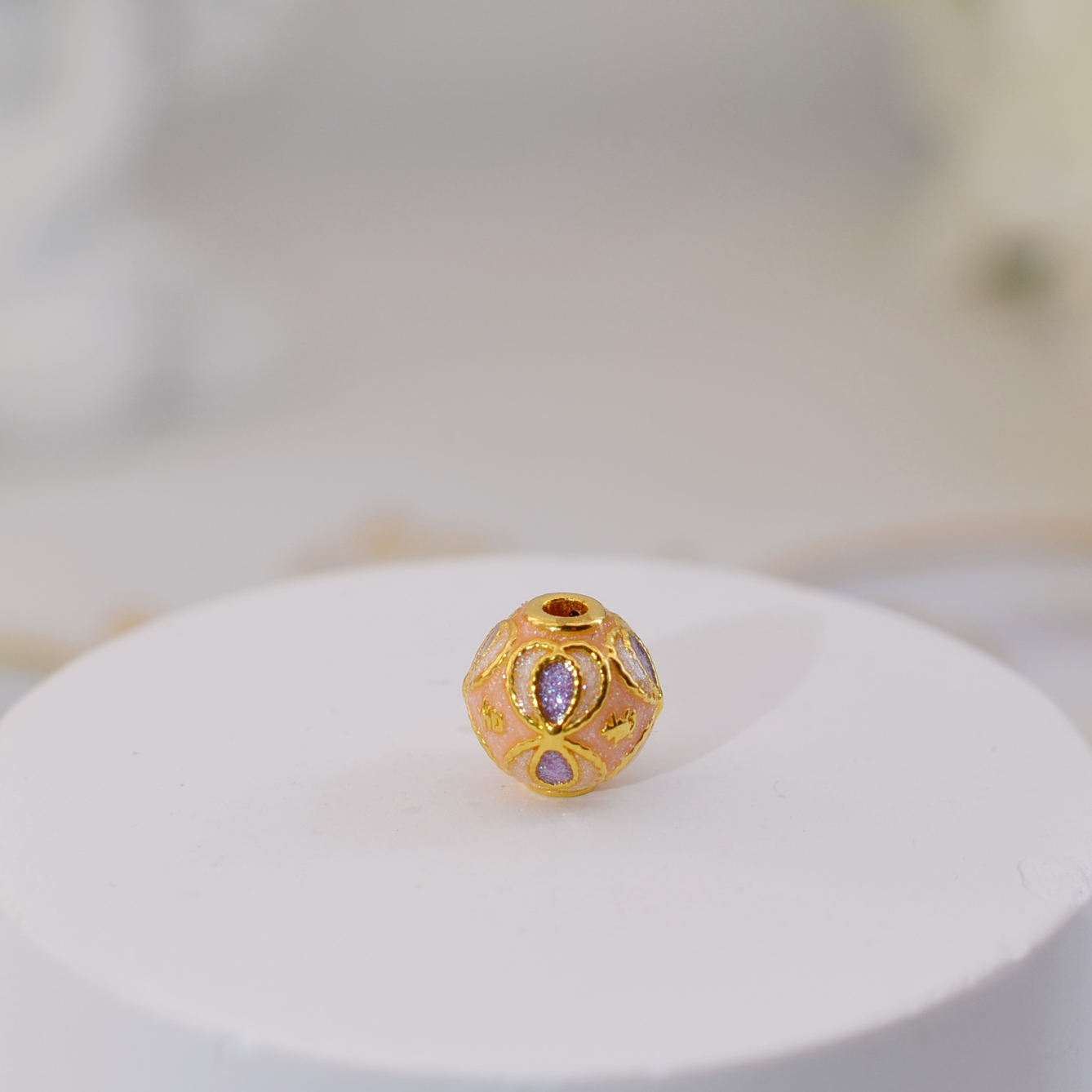 【芷伊】999足金粉紫卡8圆珠7.9mm孔径2.0mm