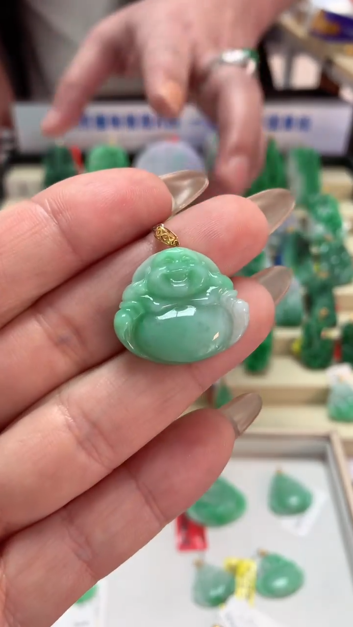 【闪购商品】翡翠吊坠(不含链)18K金镶嵌挂件