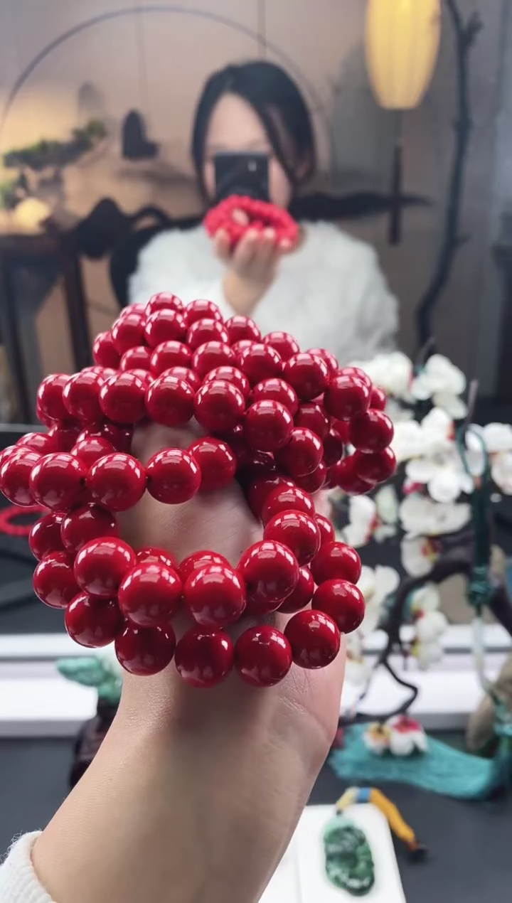 【闪购商品】翡翠颈饰未镶嵌天然朱砂手串