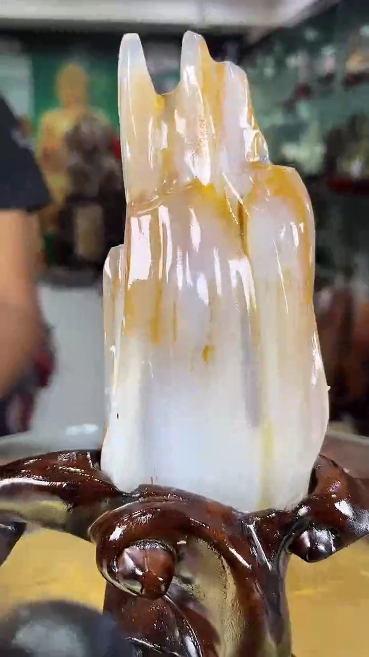 缅甸天然树化玉摆件