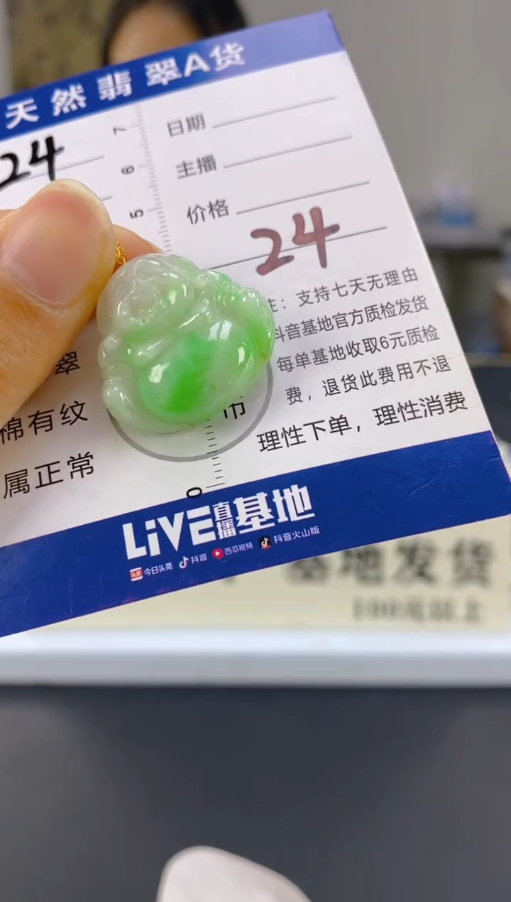 【闪购商品】翡翠颈饰18K金镶嵌天然A货翡翠