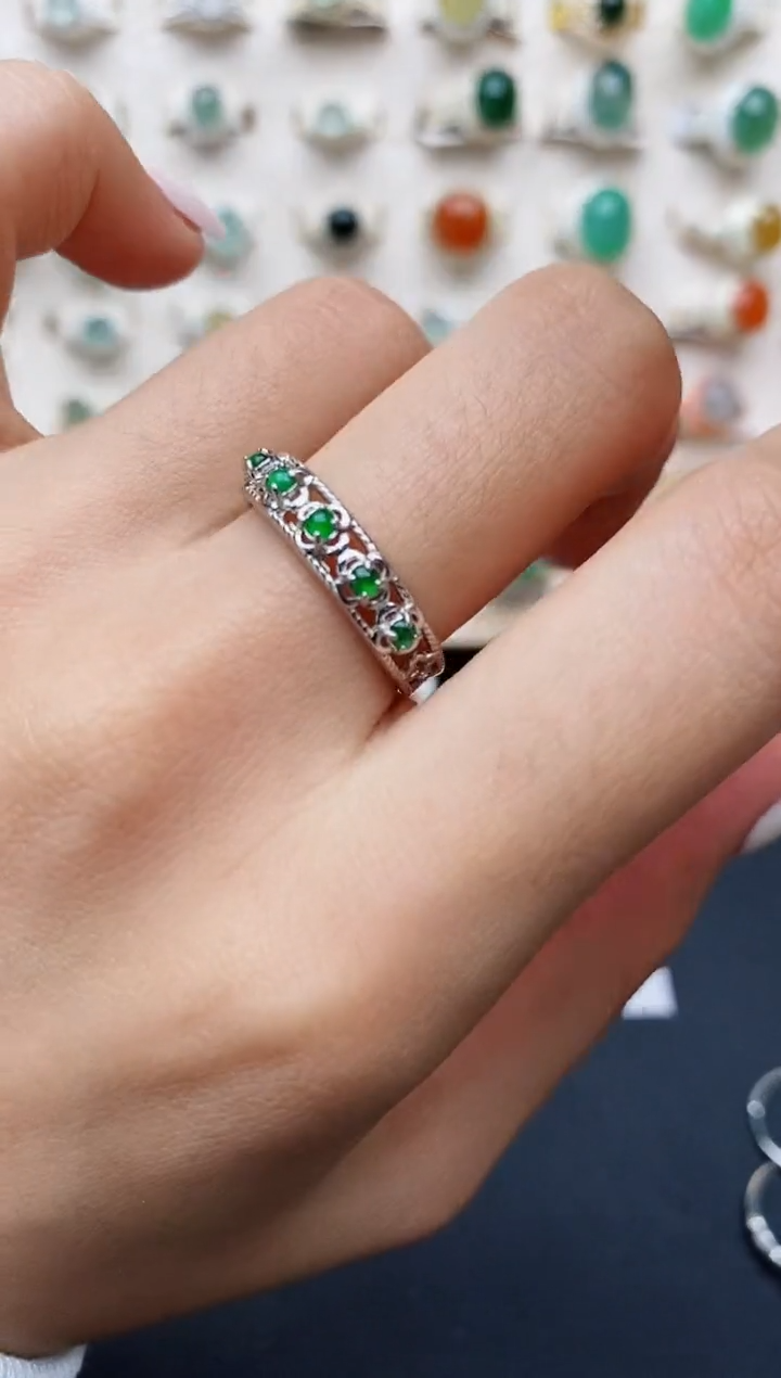 【闪购商品】翡翠戒指银S925镶嵌缅甸翡翠