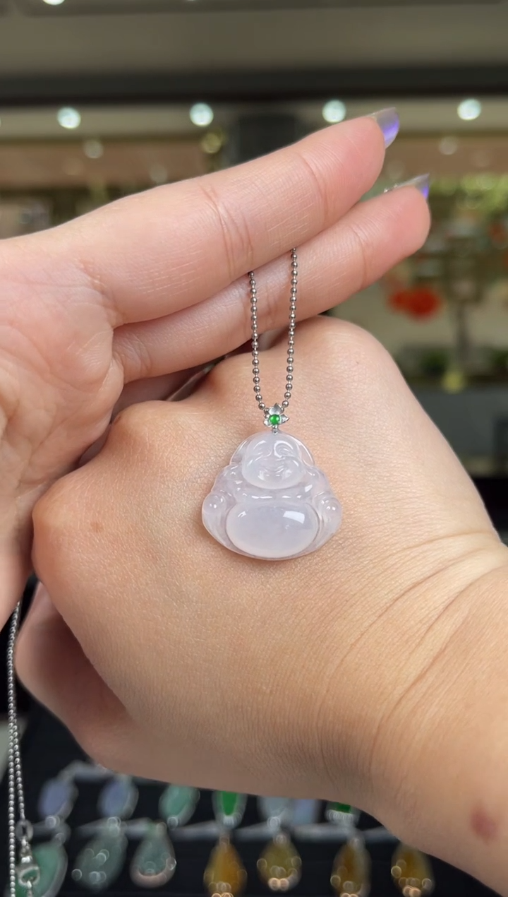 吊坠(不含链)18K金镶嵌翡翠9号标签撕毁不退换