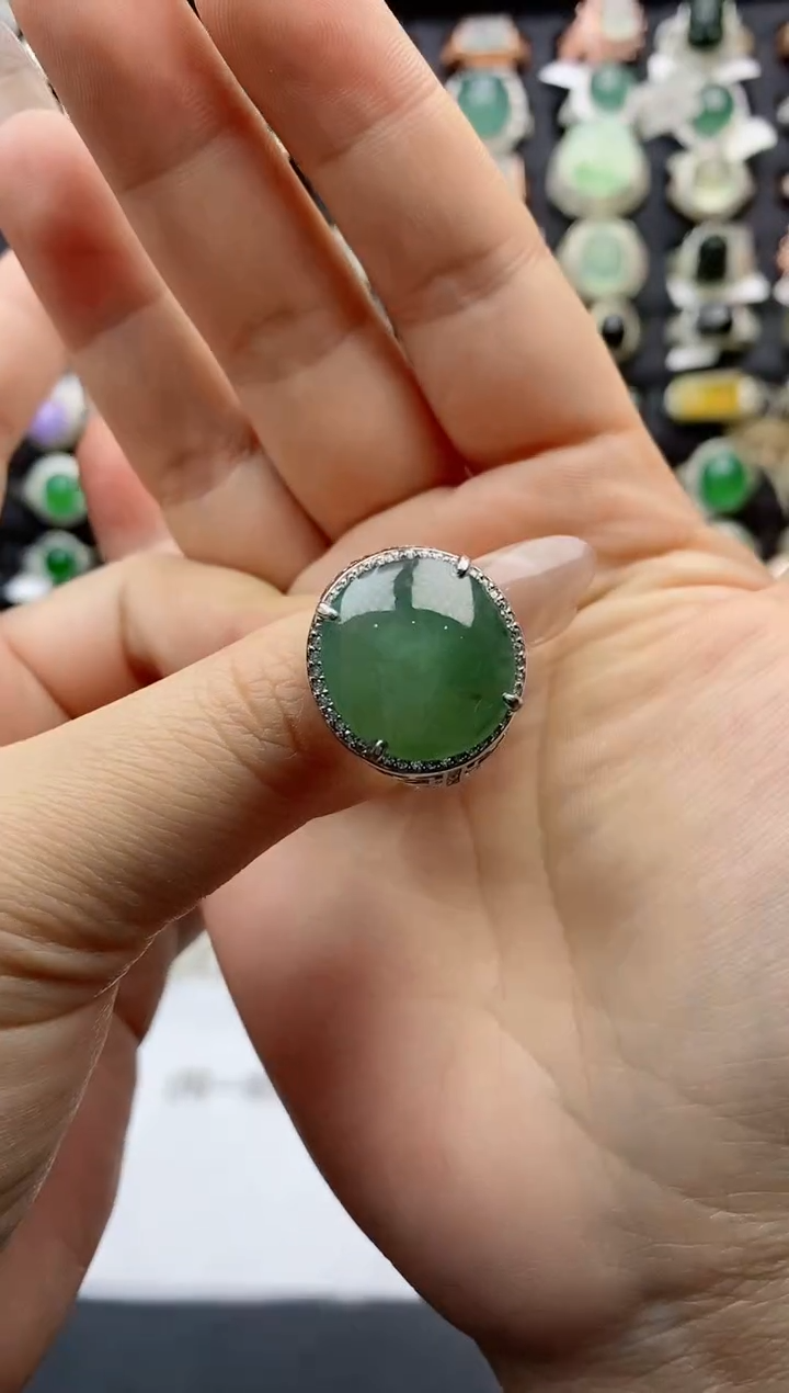 【闪购商品】翡翠戒指银S925镶嵌天然A货翡翠开口男戒