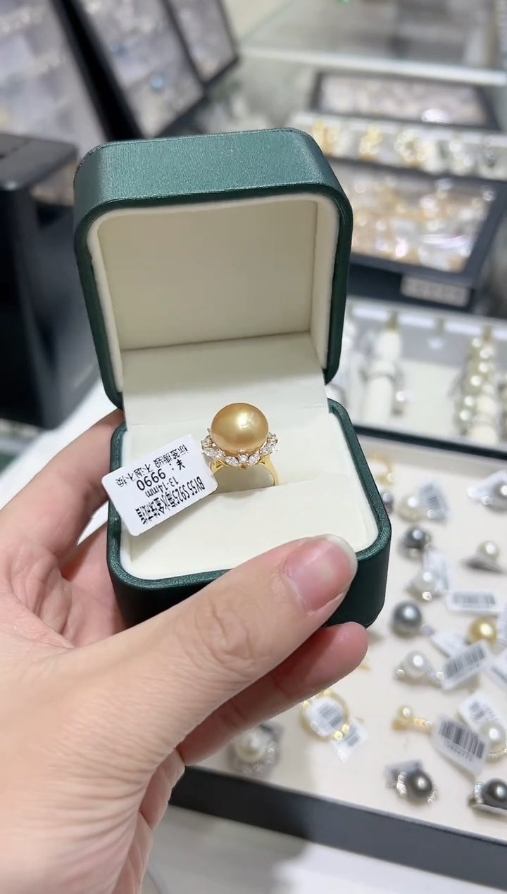 【闪购商品】海水珍珠戒指银S925镶嵌by55 金珠 多样性发一