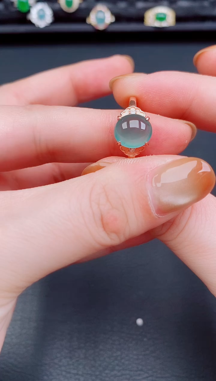 【闪购商品】翡翠戒指银S925镶嵌天然a货翡翠218