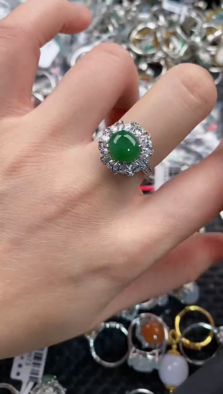 银S925镶嵌戒指翡翠888  5