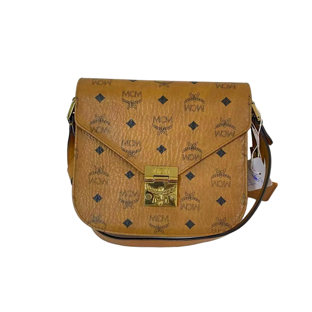 95新 MCM 经典老花干邑色单肩斜挎马鞍包BH-50801中古时尚