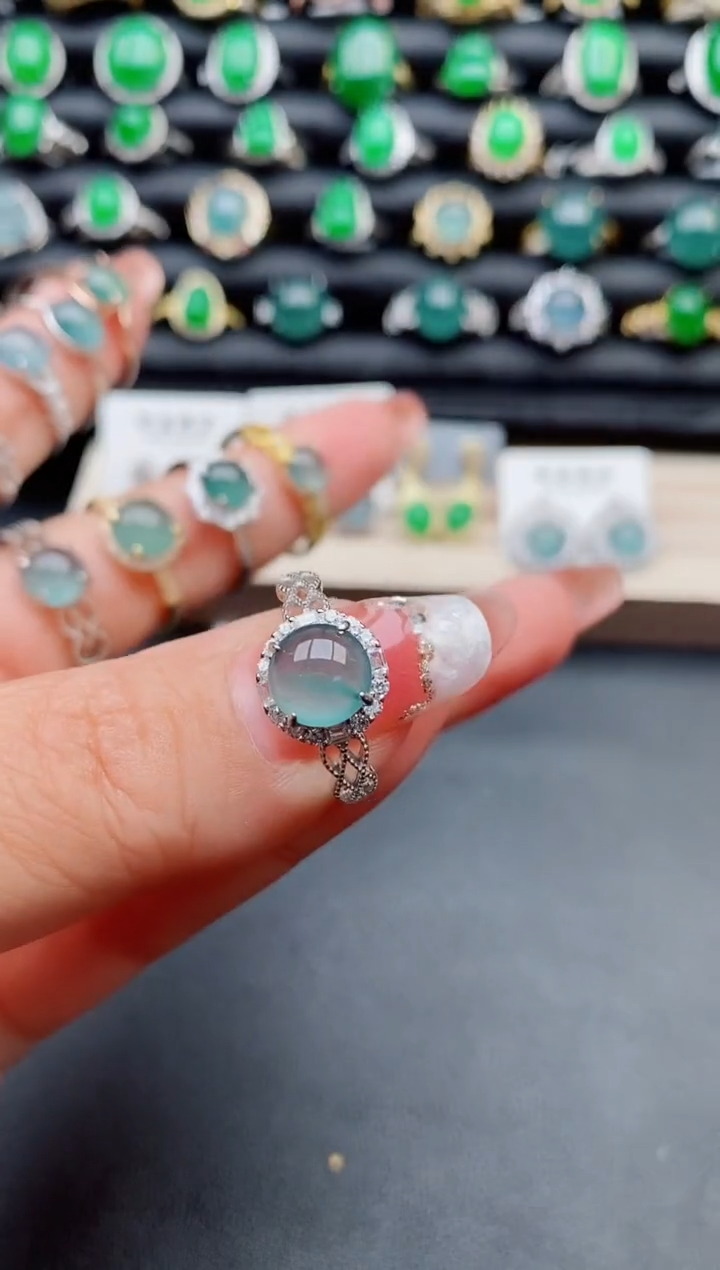 【闪购商品】翡翠戒指银S925镶嵌085080