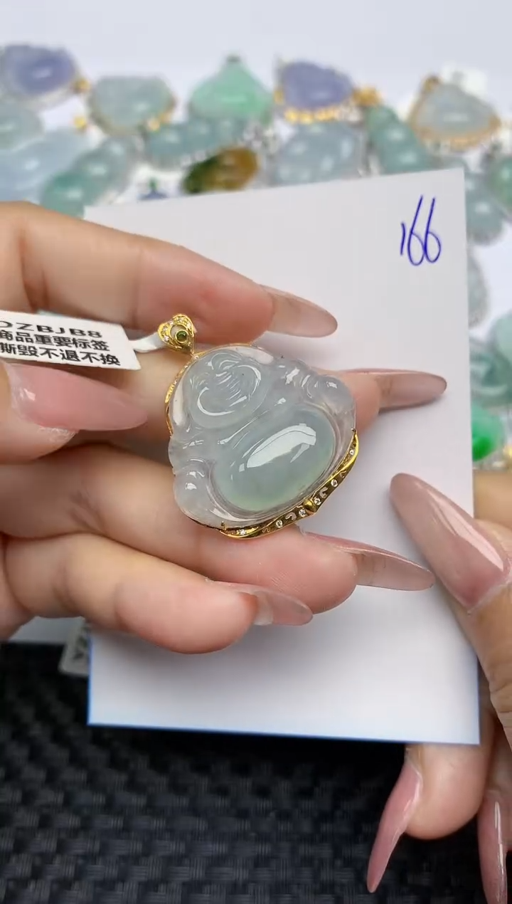 【闪购商品】翡翠颈饰18K金镶嵌天然A货翡翠 166