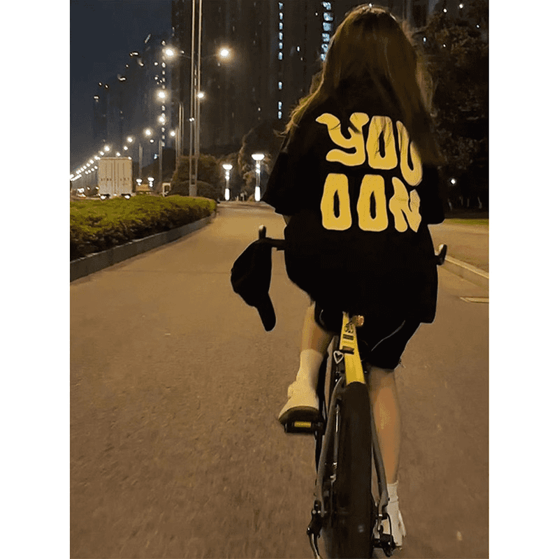 美式复古搞怪字母落肩短袖t恤女夏季2025新款设计感小众高街上衣t