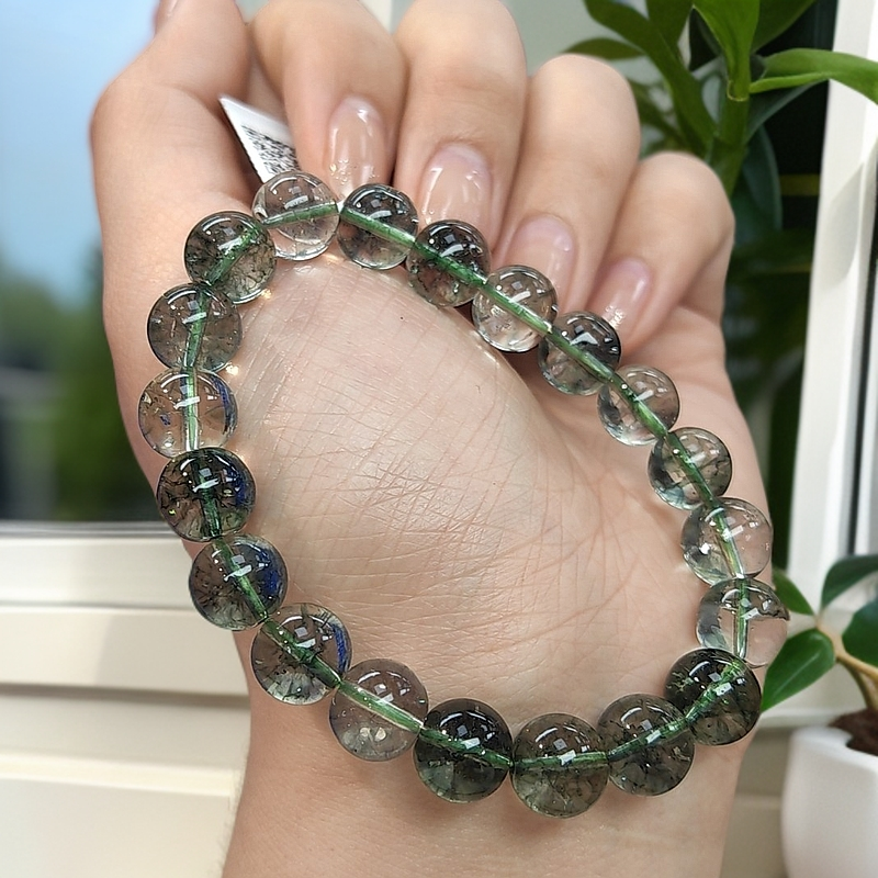 时尚气质精品老矿绿幽卡10毫米单圈手串