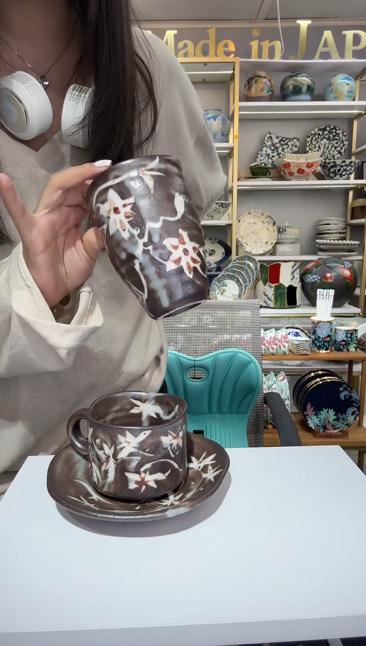 陶瓷志野烧手握杯一只