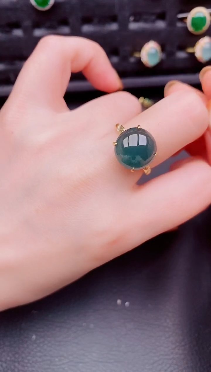 【闪购商品】翡翠戒指银S925镶嵌天然a货翡翠338