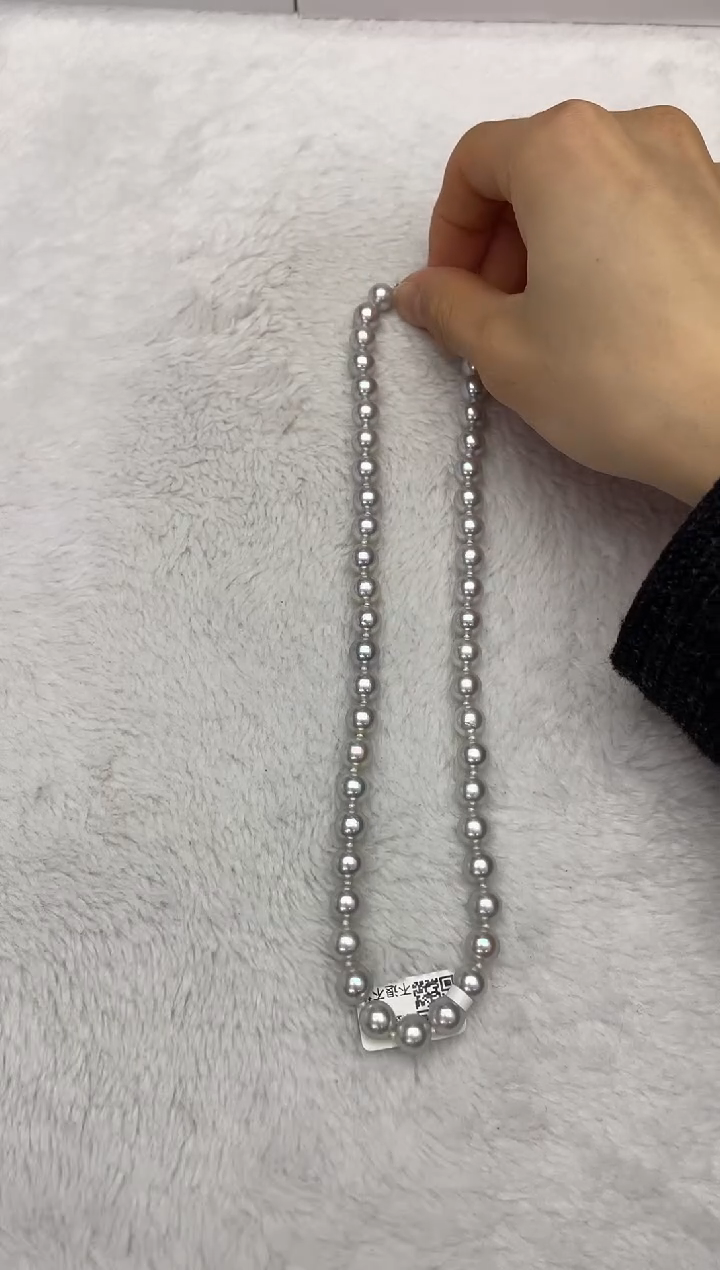 【闪购商品】海水珍珠项链银S925镶嵌AK真多麻8-8.5mm（多样性发一）