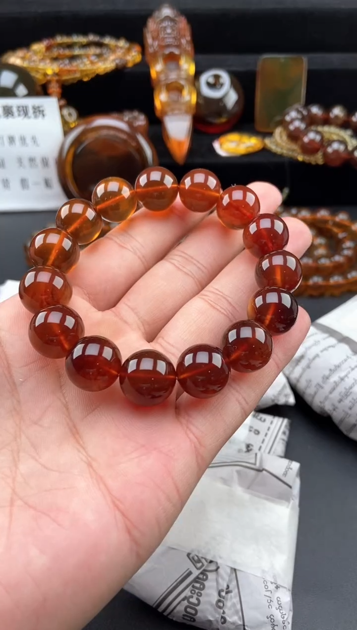 【闪购商品】琥珀手链未镶嵌棕红珀手串