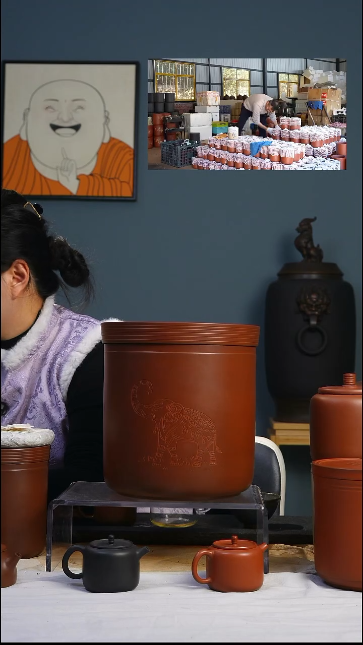 建水紫陶全手工茶叶罐s357 7-9饼存茶罐（微瑕0                 