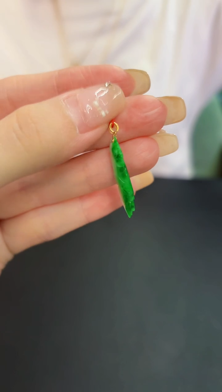 翡翠18K金镶嵌颈饰 缅料A货/支持复检/一件