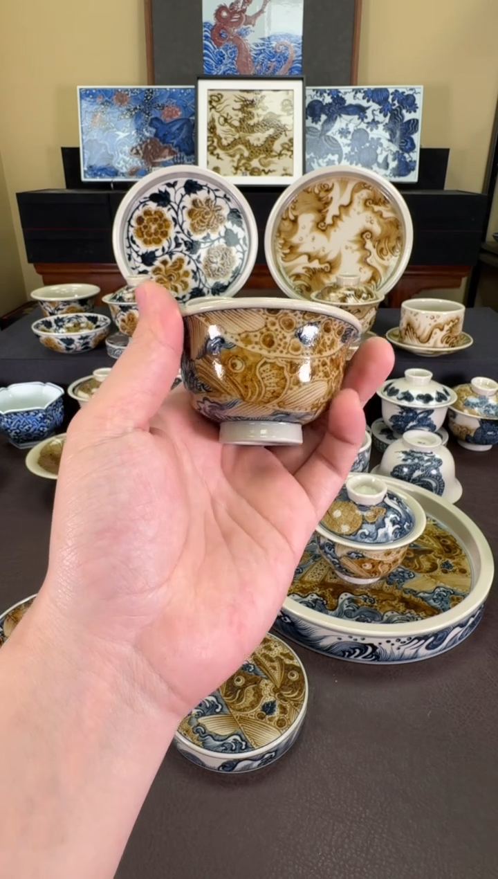 【闪购商品】二号釉海浪鳜鱼小压手杯