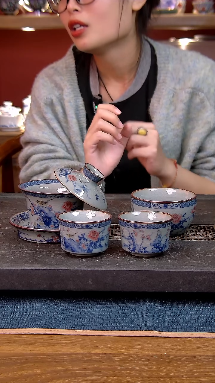 简装家用款4件套 老陶泥开片纹陶瓷茶具