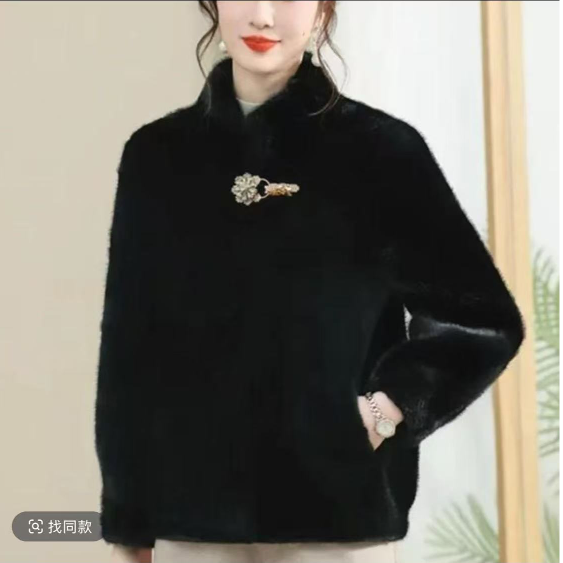 571-女士时尚纯色冬季宽松型中老年女装