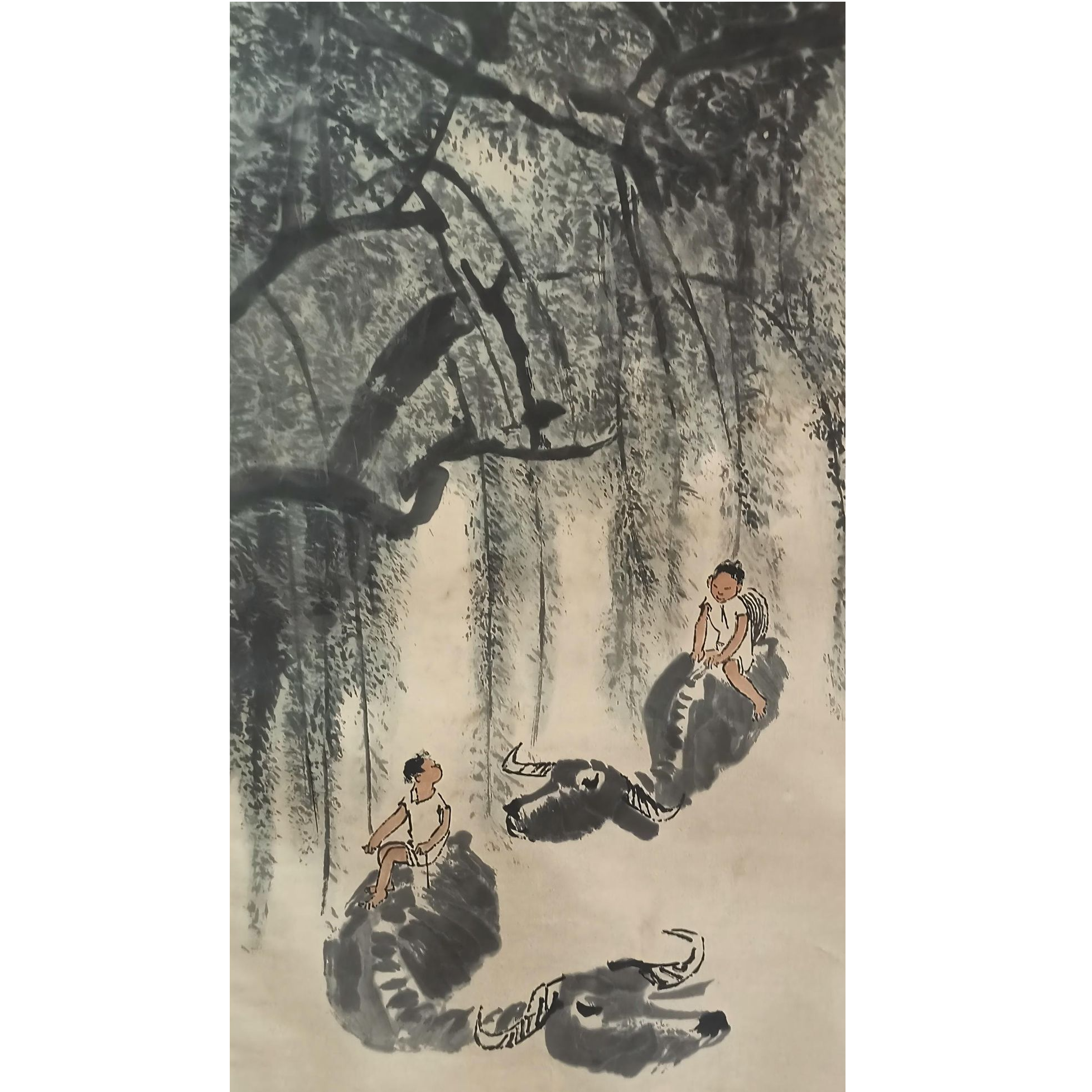 【辽拍】V250709-2-565《牧牛图》（4.3平尺) 纸本镜片 ws1230