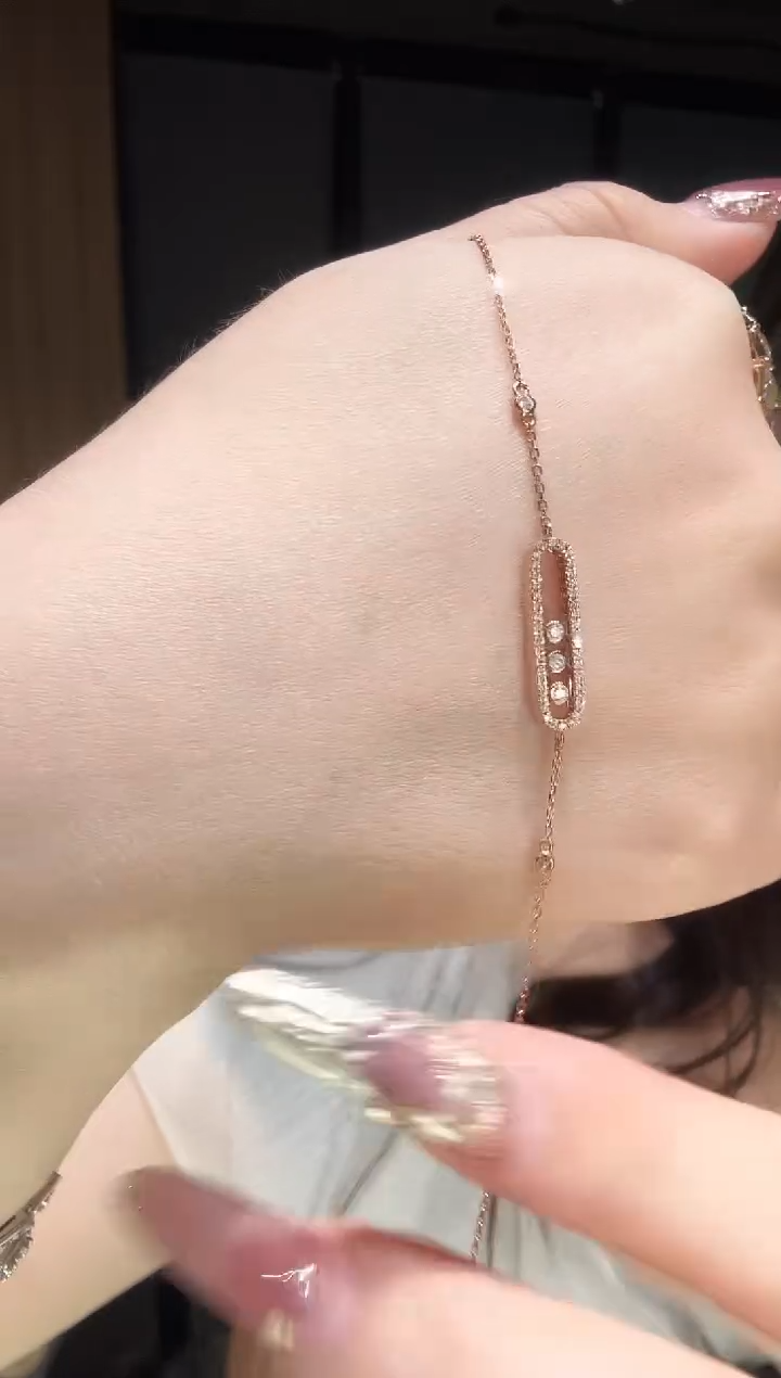 【闪购商品】钻石手链18K金镶嵌滑动