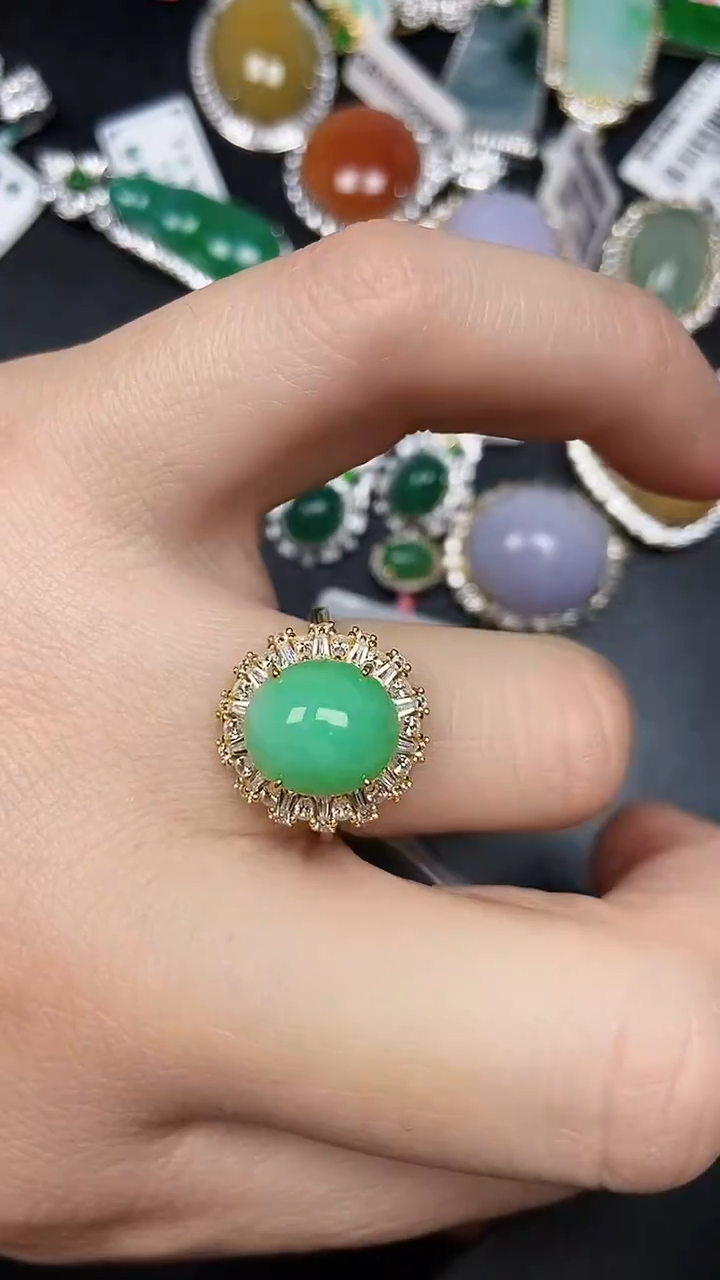 银S925镶嵌戒指翡翠1300