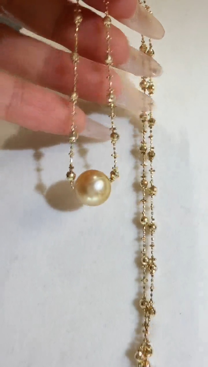 18K金镶嵌海水珍珠项链.....金珠仙女项链