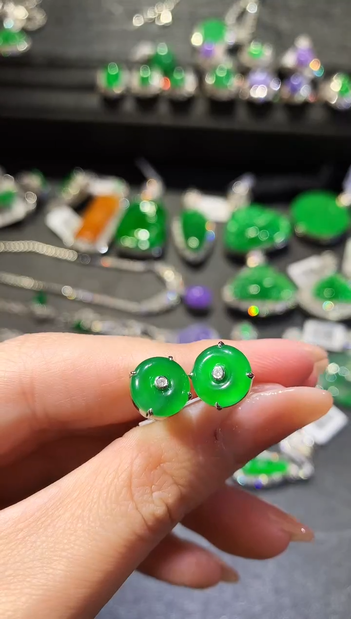 【闪购商品】翡翠耳饰18K金镶嵌81-耳饰