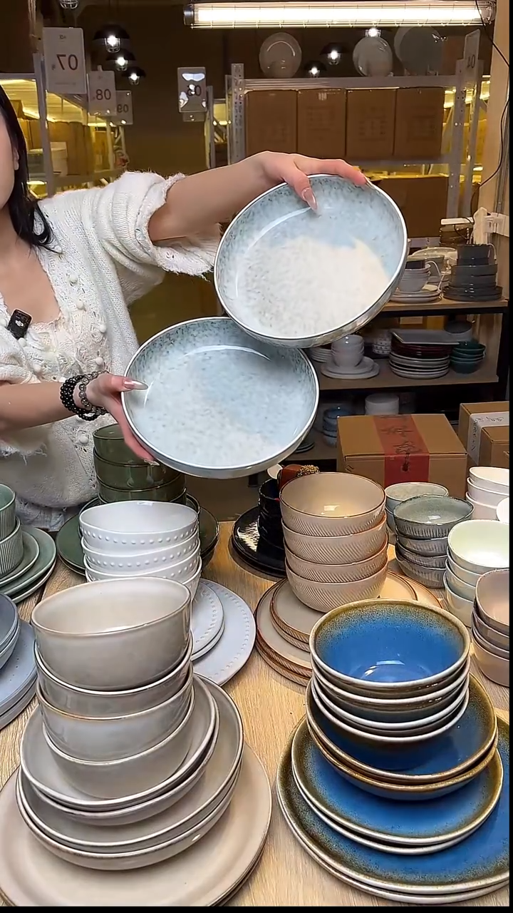 瓷86外贸尾货窑变釉下彩默外微瑕（月光灰）