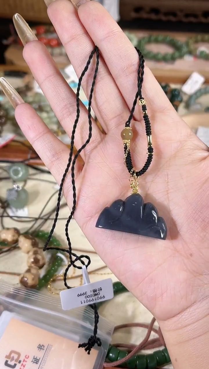 项链银S925镶嵌和田玉多样性发其一孤品默认微瑕