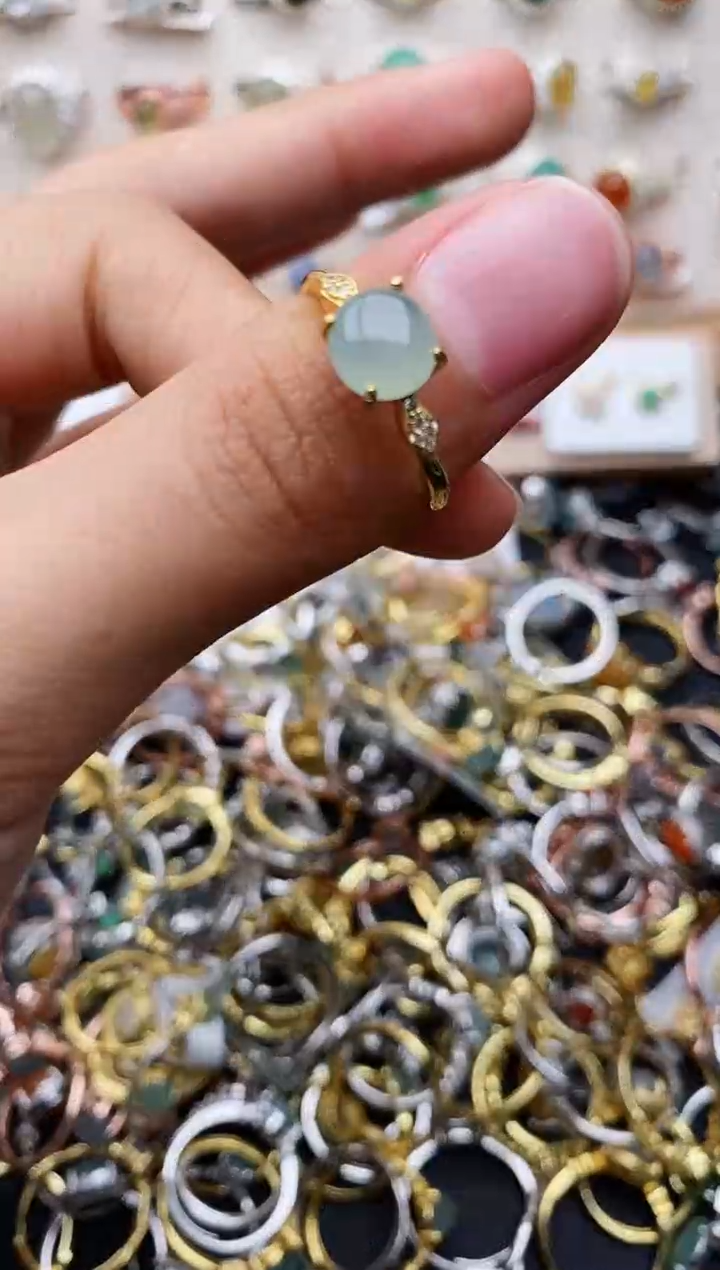 【闪购商品】翡翠戒指银S925镶嵌缅甸翡翠