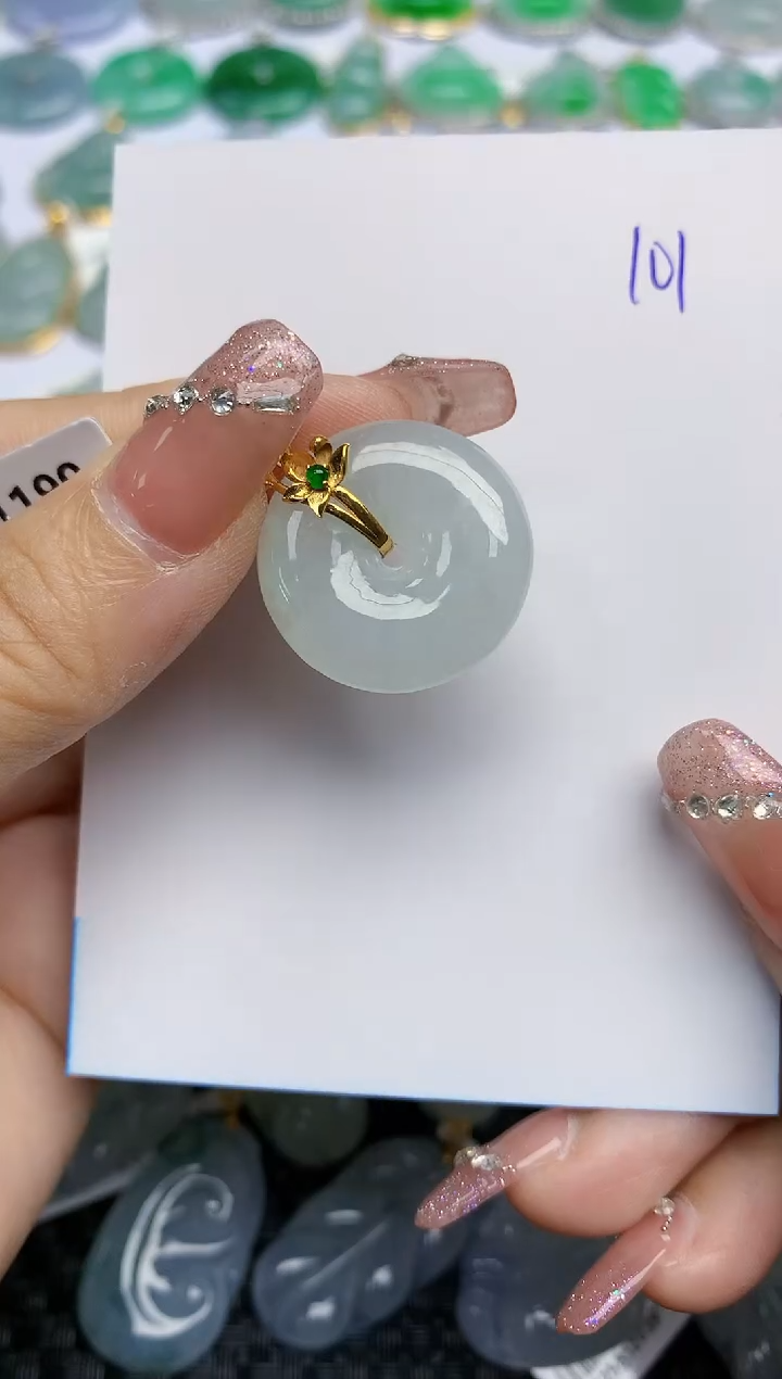 【闪购商品】翡翠颈饰18K金镶嵌天然A货翡翠 101