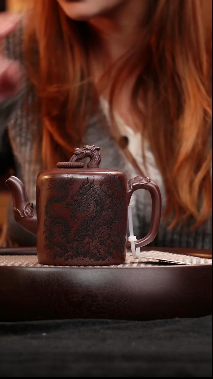 茶壶紫砂宜兴紫砂壶龙环单圈h37018