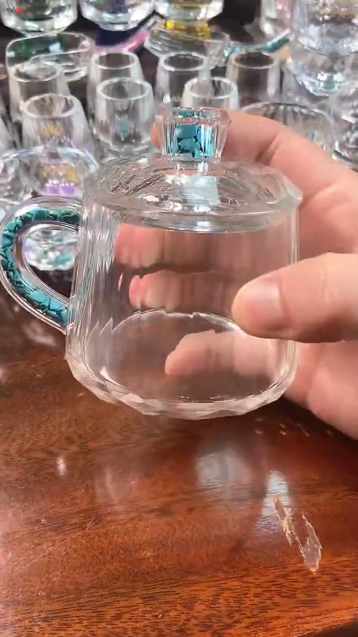 【闪购商品】玺宴新款水晶梯形杯绿松石