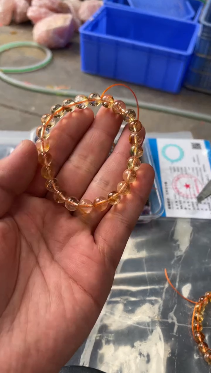 【闪购商品】黄晶卡8mm手串未镶嵌天然黄水晶手串拍2单99发1