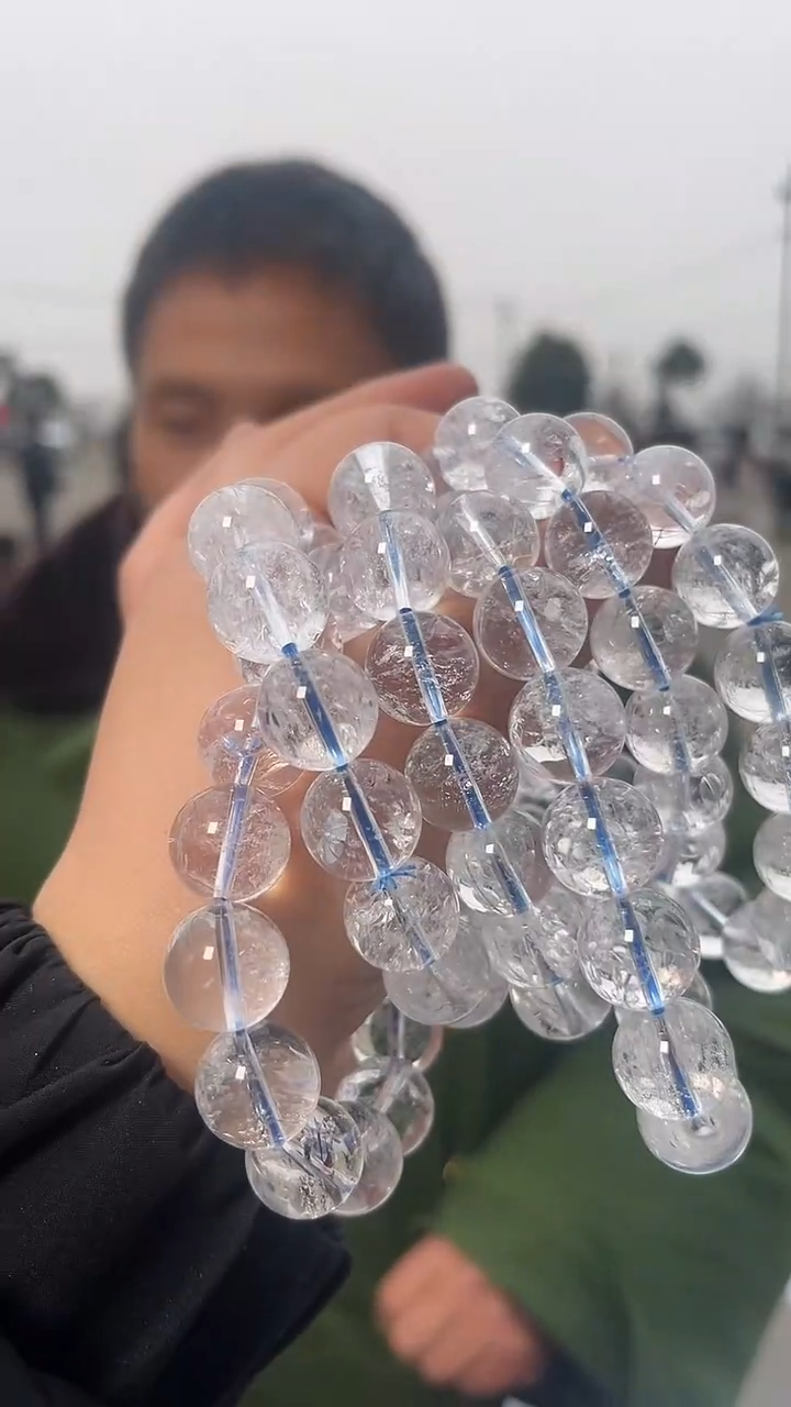 【闪购商品】水晶手链未镶嵌天然白阿赛手串多样性发一16mm