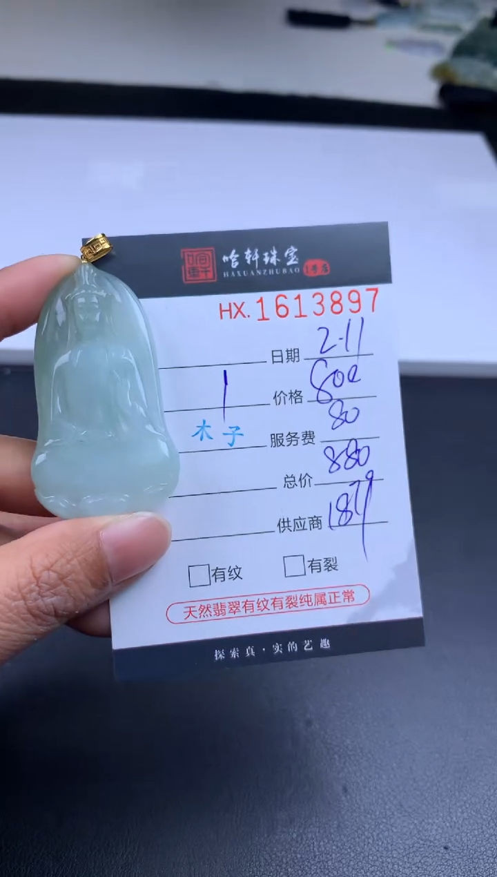 【闪购商品】翡翠挂件未镶嵌哈轩 素衣观音1