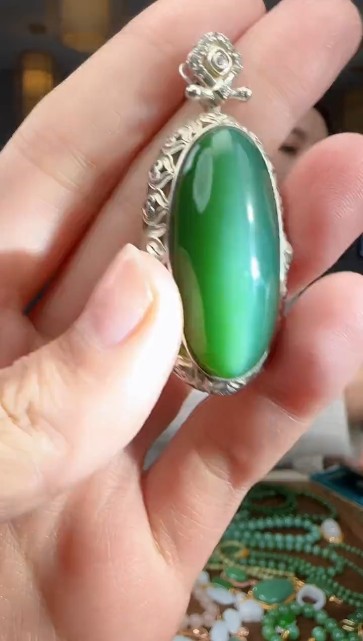 吊坠(不含链)银S925镶嵌和田玉1