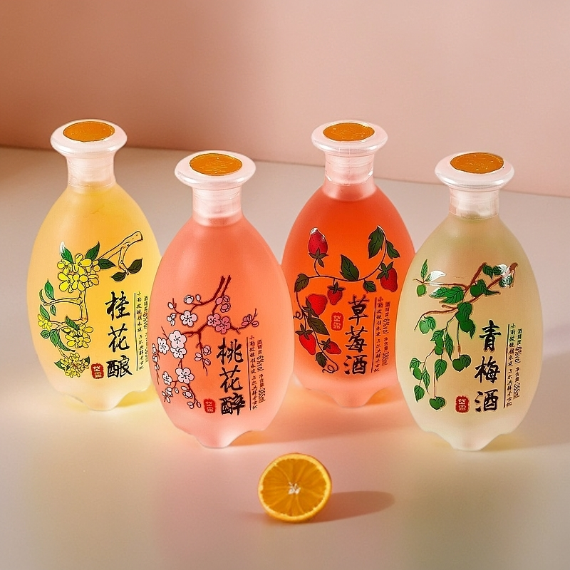 桃花酒桂花酒草莓酒青梅酒高颜值甜果酒高颜值摆台果酒水果味果酒
