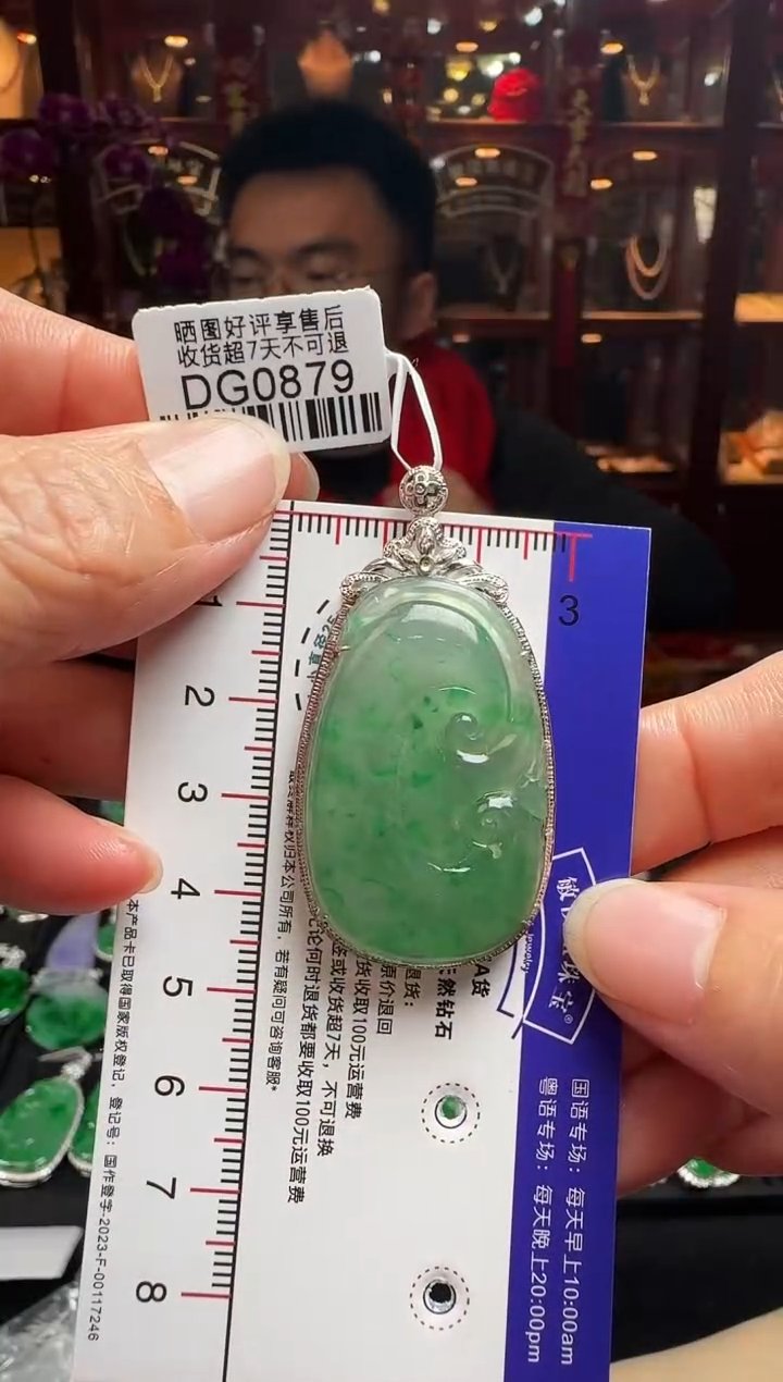 【闪购商品】翡翠颈饰18K金镶嵌DG0879冰绿如意