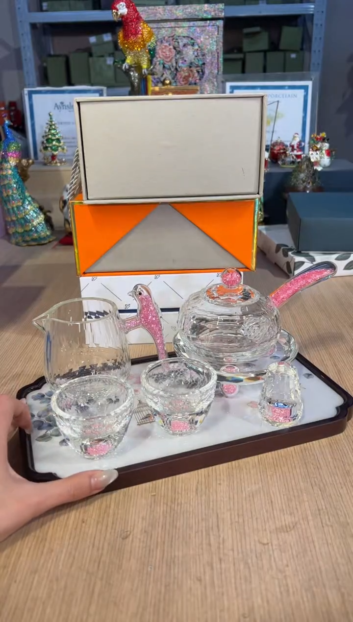 【闪购商品】杯154粉侧把+公道+多面对杯+壶承（4）