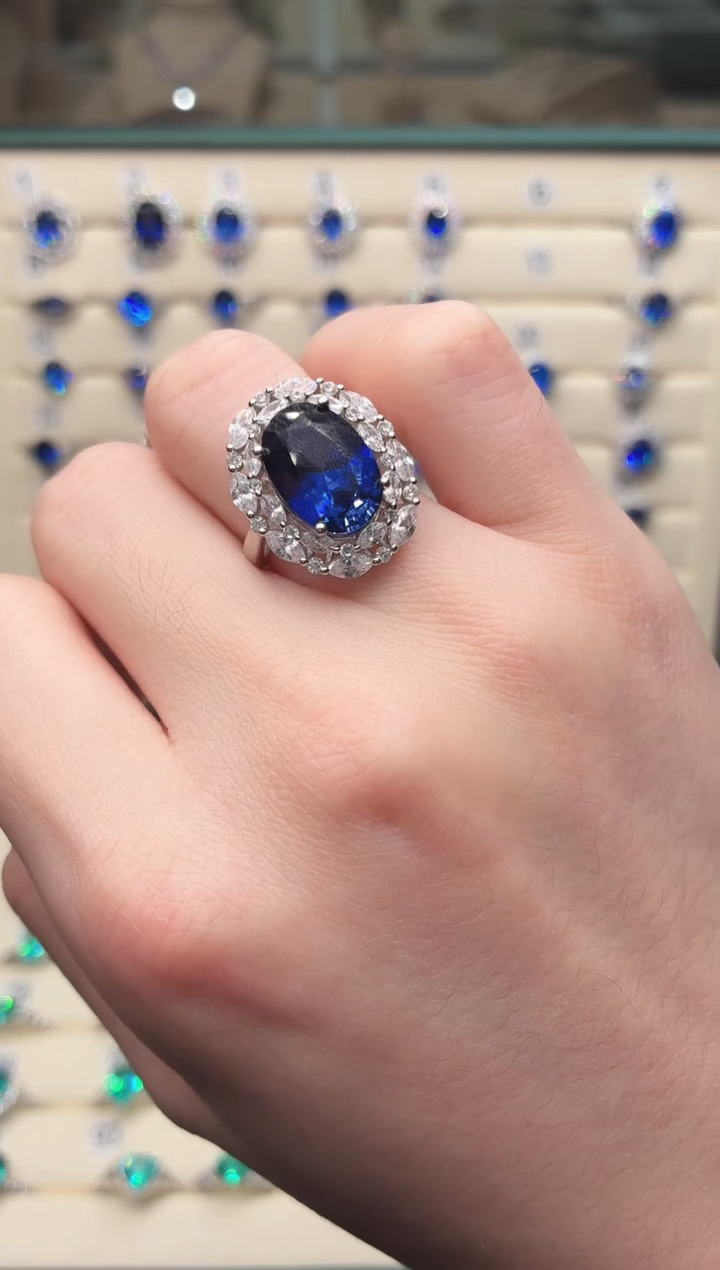 20蓝宝石（处理）925银 皇家蓝色系列轻奢女神款式