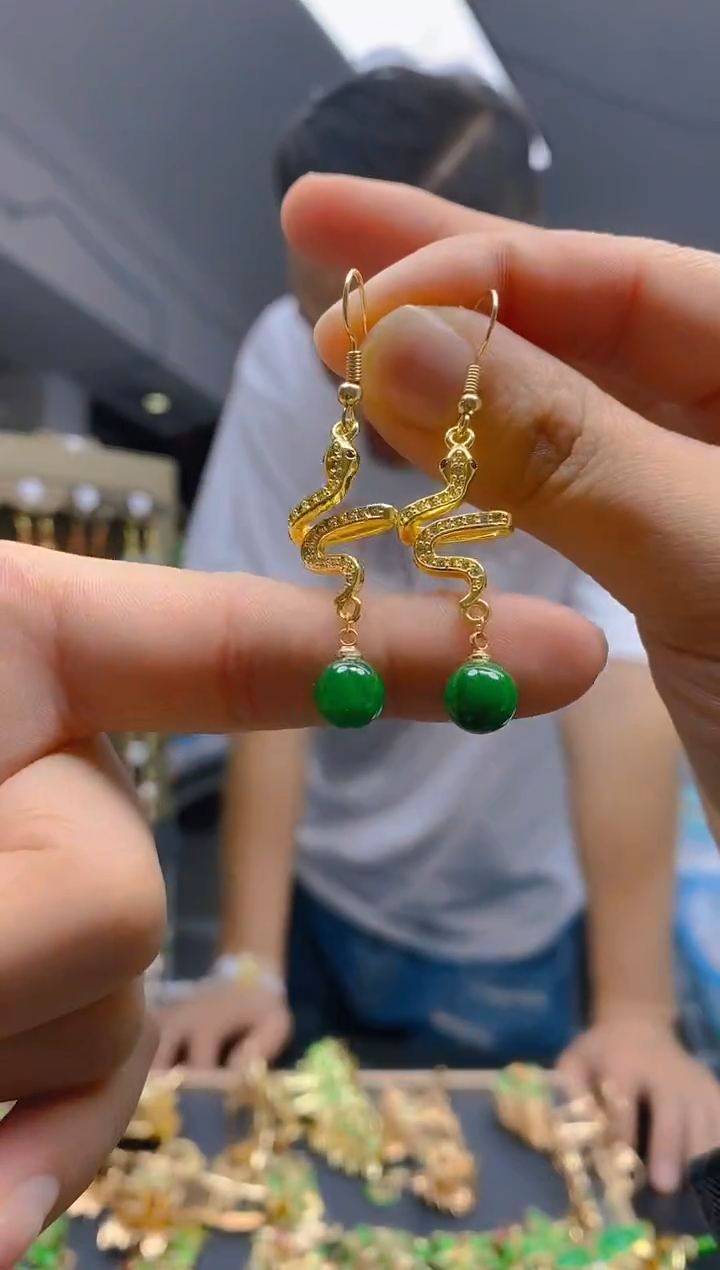 【闪购商品】翡翠耳饰合金0122翡翠耳钩